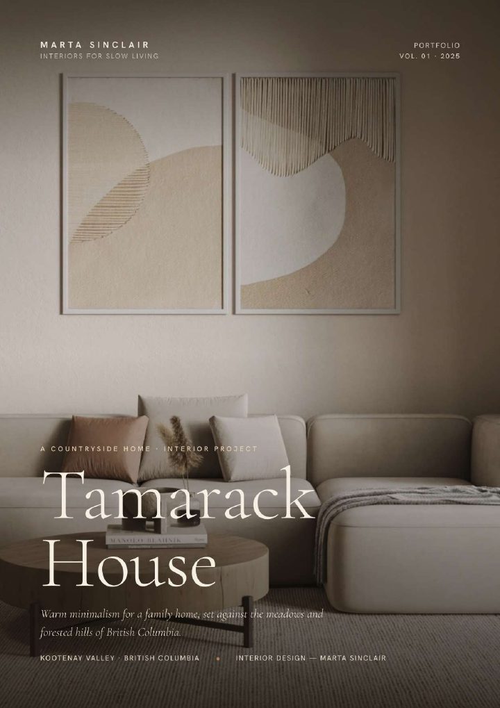 Cover of Marta Sinclair's interior design portfolio